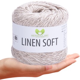 MeriWoolArt® Linen Soft Yarn - Premium Natural Yarn for Knitting & Crocheting, 100 g Linen Yarn Cotton Viscose Blend, Breathable, Soft & Environmentally Friendly, Ideal for Clothing, Clothes, DIY 7304