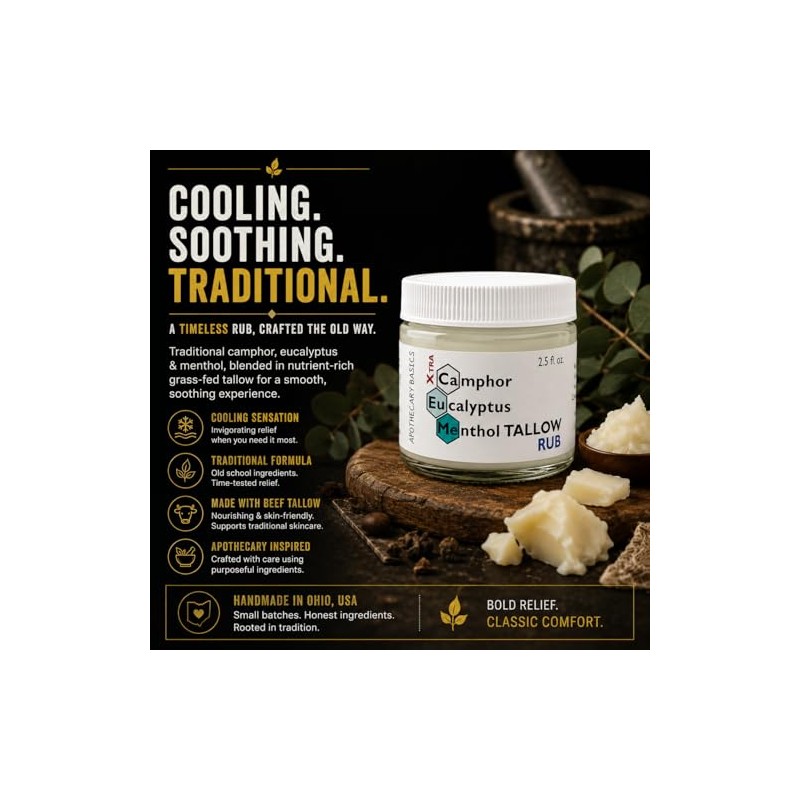 Camphor, Eucalyptus & Menthol Xtra Rub - Tallow Formula -