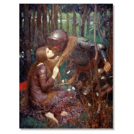 John William Waterhouse Canvas Prints - La Belle Dame Sans Merci Poster, Famous Painting Reproduction Modern, Aesthetic Decorative Painting for Living Room Bedroom Unframed (12x16inches/30x40cm,Purple)