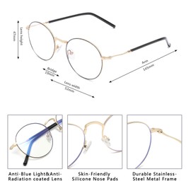 Zéro D Lente limpia redonda azul bloqueo de luz gafas de computadora juego/televisor/teléfonos anti fatiga ocular para hombres mujeres 1903