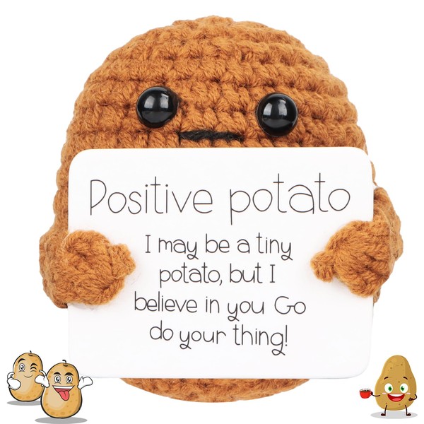 AKONE Positive Potato Pocket Hug, Funny Positive Potato, Hand Knitted Wool Potato Doll, Positive Potato Motivational Gifts, Encouragement Gifts (Potato)