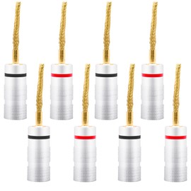 YARCHONN Flex Pin Banana Plugs Braided Gold Plated Speaker Connectors, 2mm Soft Weaving Banana Pin Connectors Solderless Terminals for Amplifier Speaker Wire Cable Sound System Home Audio -8pcs