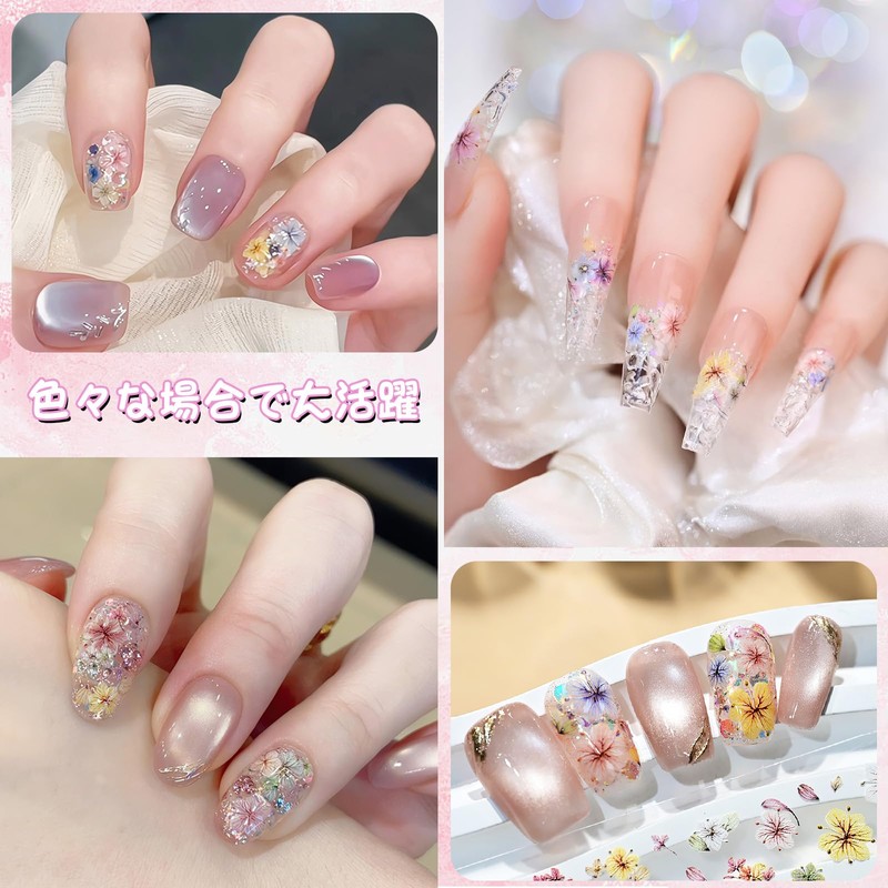 Chisafly Nail Sticker, Flower Nail Sticker, Pressed Flowers, Petals, Flowers,
