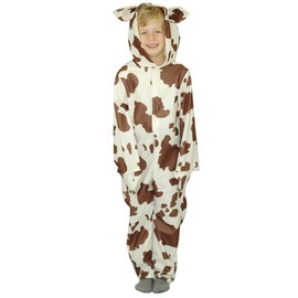 Charlie Crow Brown and White Suede Cow Costume for Kids 9-11 Years