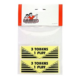 Game Room Guys Arcade Pinball 3 Tokens 1 Play Sticker - Set of 2