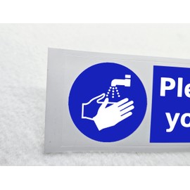 Please Wash your Hands Sticker Pack of 2 Waterproof Outdoor Vinyl Sticker 150 x 45 mm