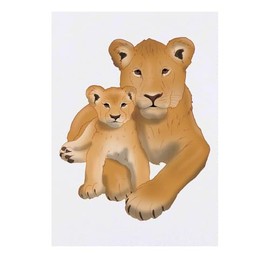 'Lioness and Cub' Temporary Tattoo - Water Resistant, Skin-Safe, Non-Toxic Transfer (TO00085129)