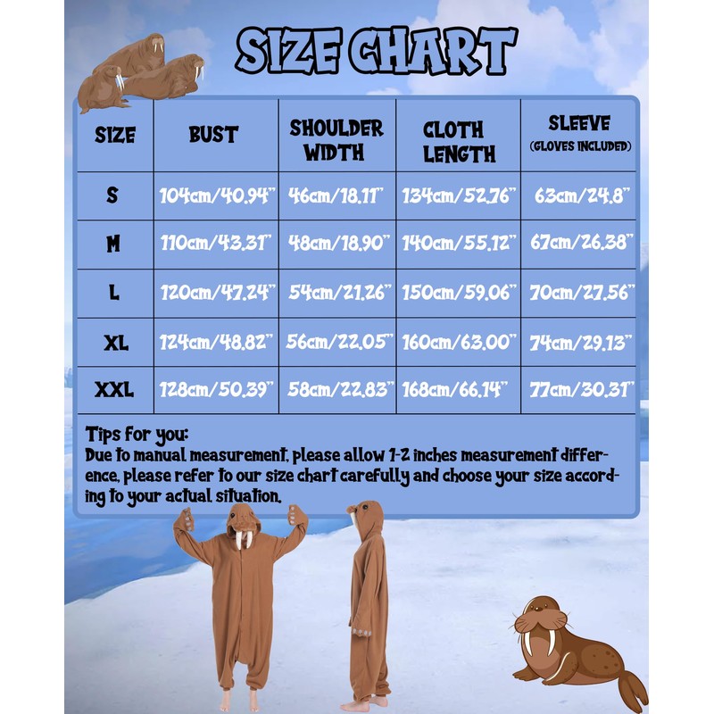 sazpajacos Walrus One-Piece Pyjamas Funny Walrus Animal Pyjamas Walrus Romper