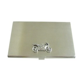 Kiola Designs Silver Toned Textured Modern Motorcycle Business Card Holder