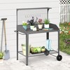 Outdoor Metal Potting Bench with Wheels, Heavy Duty Garden Workbench