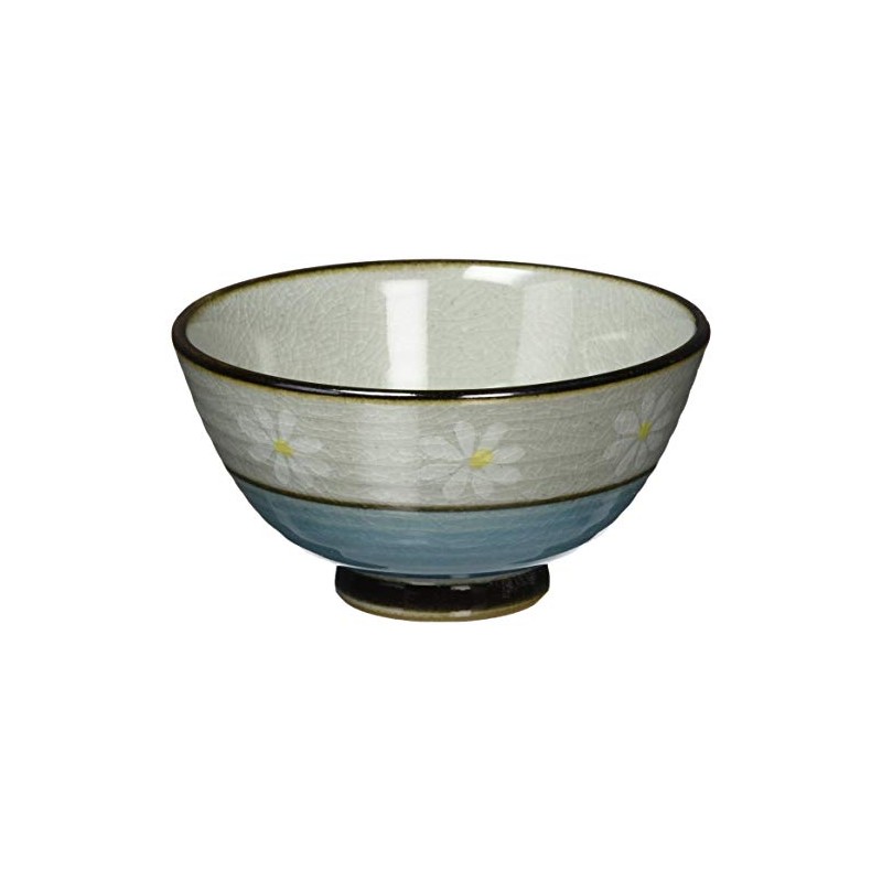 Hasami Ware 60118 Rice Bowl, Flower Makeup Pattern, Blue, Made