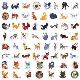 60pcs Warriors Cat Stickers for Kids,Vinyl Waterproof Decal for Water Bottle Laptop Toy Sticker for DIY Decorate Bumper Phone Hard Hat Kids Teens Gifts (Warriors cat)