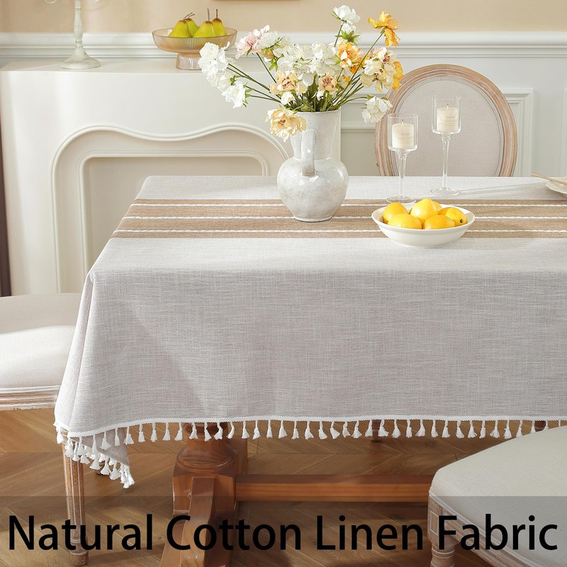 Cenebonxy Rustic Fall Table Cloth Rectangle Table Cloths, Cotton Linen
