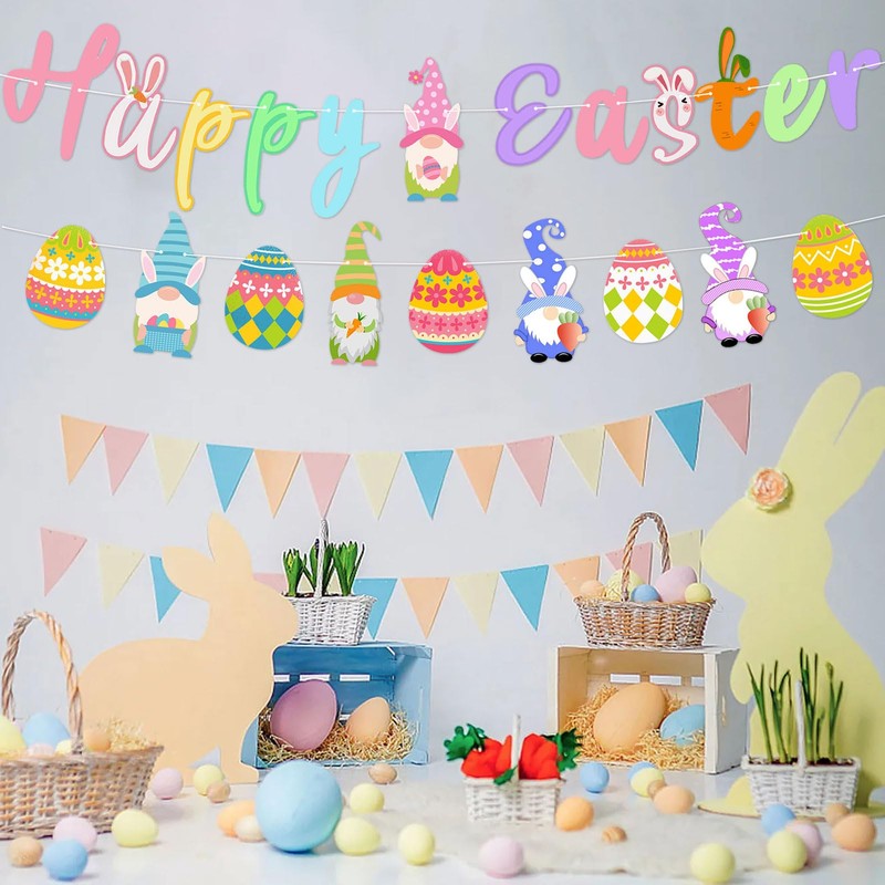 Happy Easter Banner, Easter Bunting Garland, Easter Decorations for Easter