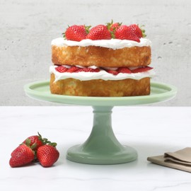 Martha Stewart Highbrook 10 Inch Jadeite Cake Stand with Glass Dome