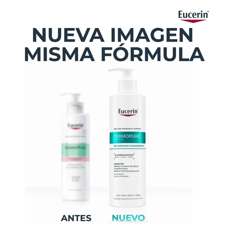 Eucerin Dermopure Gel Limpiador Facial Concentrado Piel Grasa Día/Noche 400ml