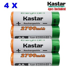 Kastar AA (4-Pack) Ni-MH 2700mAh Super High-Capacity Rechargeable Batteries Pre-Charged