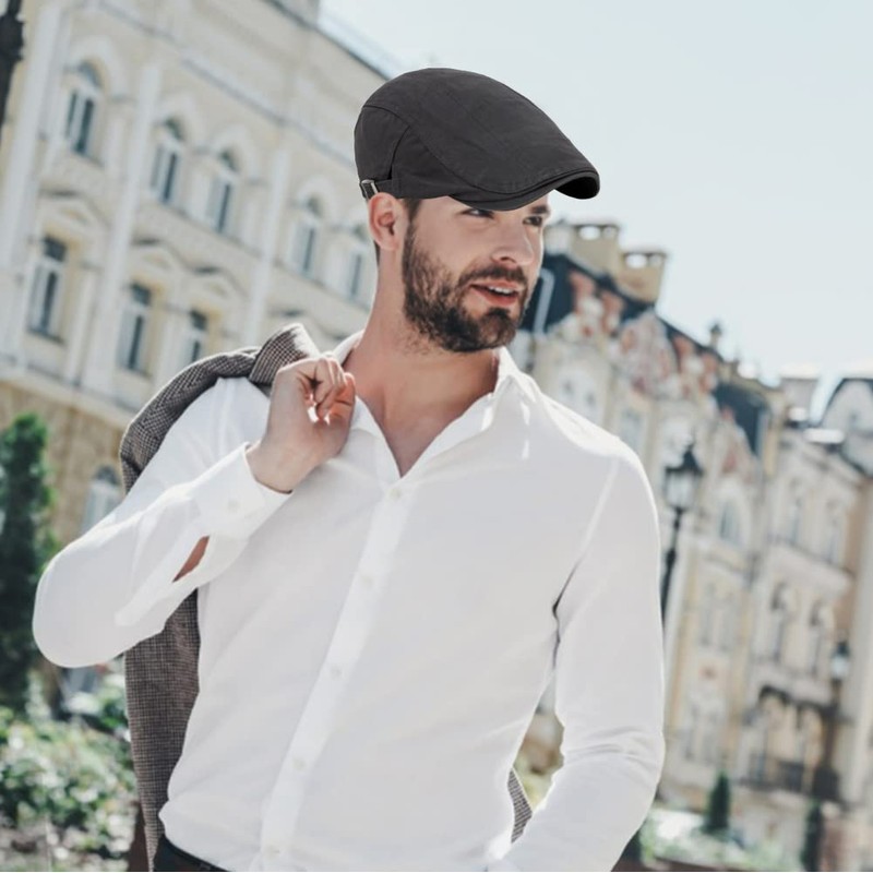 meioro Men's Newsboy Hat Cabbie Beret Ivy Flat Cap Adjustable