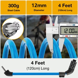 E Scooter Lock，Bike Lock 4 Feet Bike Locks Cable 5-Digit Bike Combination Lock Heavy Duty Anti Theft Bicycle Lock with Xiaomi M365/Pro2/Max/Ninebot/F Essential Scooter/Bicycle/Motor Lock