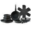 17-Piece Black Granite Nonstick Cookware Set Detachable Handle Space-Saving Induction