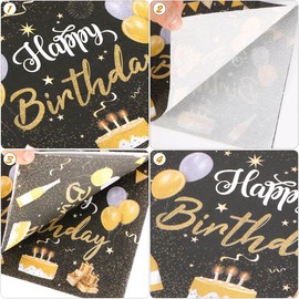 60 Stück Servietten Geburtstag, Servietten Schwarz Gold, 33x33cm Happy Birthday Servietten, Party Geburtstagsdeko, Happy Birthday Deko für Mann Frau