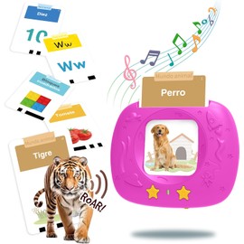 HOMESTEC Lernkarten-Set für Kinder 2-4 Jahre | Spanische Sprechende Lernkarten mit Geräuschen, 288 Wörter 144 Karten, Sprachlernspielzeug –Spielzeug Geschenkidee für Jungen & Mädchen