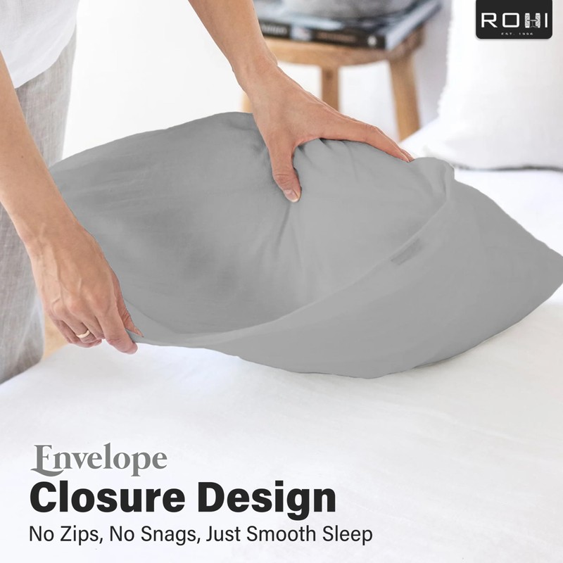 Rohi Microfibre Silver Pillowcases 4 Pack – Ultra Soft &