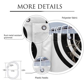 Coxila Black and Gold Shower Curtain White Grey Gray Silver Abstract Floral Boho Modern Mid Century Minimalist Dark Geometric Art Groovy Neutral Bathroom 60 x 72 Inch Polyester Fabric 12 Pack Hooks