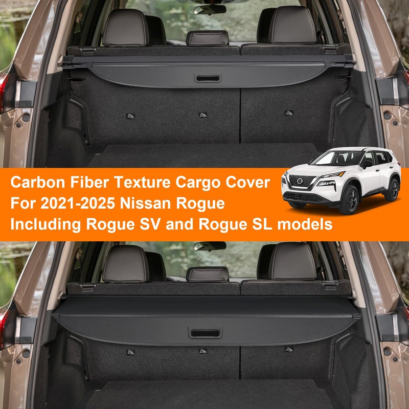 BIGACOVER Cargo Cover for Nissan Rogue 2021 2022 2023 Retractable