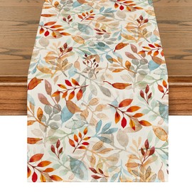 Artoid Mode Leaves Autumn Table Runner, Seasonal Fall Kitchen Dining Table Decoration for Home Party Decor 40x140 cm