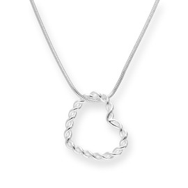 Sterling Silver Twisted Floating Heart Pendant on 20 Inches Chain