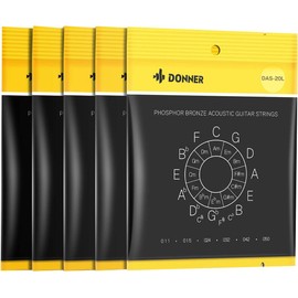 Donner Light Acoustic Guitar Strings Phosphor Bronze Coated 5 Sets of 6 Hex Steel String 11-50 DAS-20L