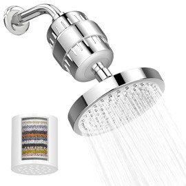 Juego de Cabezal de Ducha con Filtro de Alta Presión, Filtro de lluvia de 6 pulgadas. Adecuado para agua dura, la filtración de 15 etapas elimina las impurezas para una piel revitalizada.