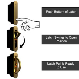 AlloyTech Pocket Door Pull Swivel Handle with Concealed Hardware and Quick Install Kit (No Kit, Brass)