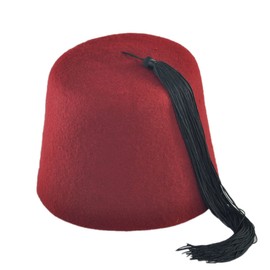 Village Hat Shop Maroon Fez with Black Tassel (XX-Large, Maroon/Black)