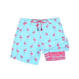 HAPPIERE Mens Swim Trunks with Compression Liner,7 Inch Quick Dry Swim Shorts, Board Shorts,Beach Swimwear