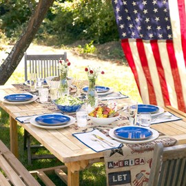4th of July Table Runner Patriotic Star American Flag Table Runners for Dining Room Country Style Independence Day Kitchen Dining Table Decor for Home Party 13x72 Inch