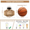 Jobtical Boho Light Fixtures Ceiling Mount,Mini Rattan Chandelier Light Fixture
