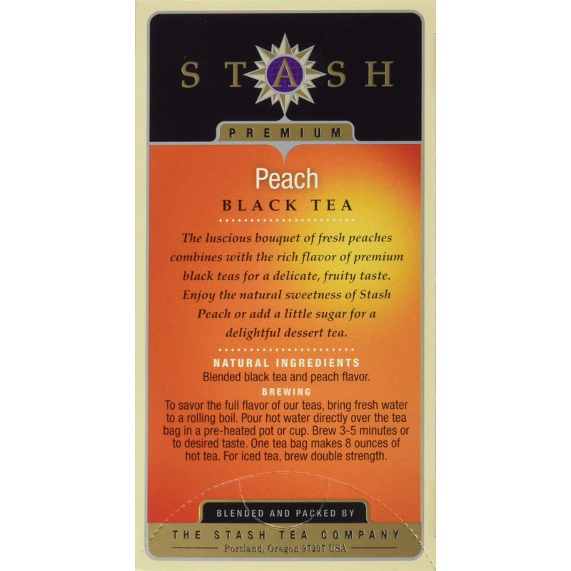 Stash Tea Black Tea Peach, 20 Count