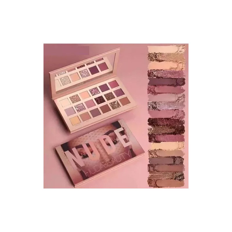 Eco R. Paleta Sombras Nude New 18 Tonos Rosa Glitter