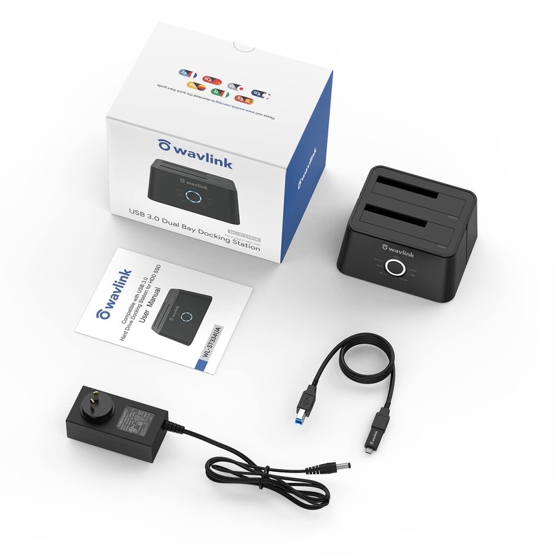 WAVLINK Dual Bay External Hard Drive Dock, USB 3.0 to