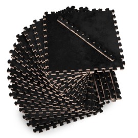 16 Piece Carpet Squares Puzzle Mat 49" x 49" Plush Interlocking Carpet Tiles, Foam Floor Tiles for Baby Play Mat - Kids Soft Play Floor Mats, Anti Slip Jigsaw Flooring Playmat Playroom Rug (Black)