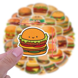 ITOMUFD Hamburger Sticker Set Stickers Teenagers Adults 50 Pieces Hamburg Waterproof Vinyl Decals Car Motorcycles Bicycle Skateboard Snowboard Luggage Laptop Suitcase Helmet Motorcycle Computer