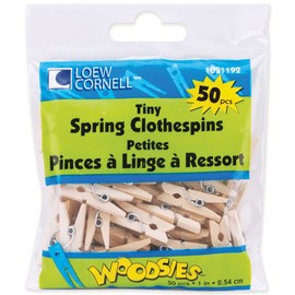 Loew-Cornell 1021192 Woodsies Tiny Spring Clothespins, 1-Inch, Natural, 50-Pack