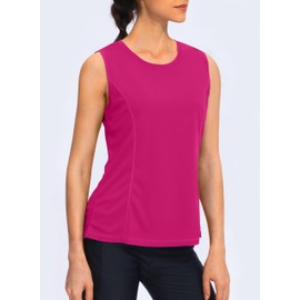 YYV Women's Workout Tank Tops Lightweight Sleeveless Shirts for Women Loose Fit Tops for Athletic Running Tennis Yoga(Rose Red X-Small)