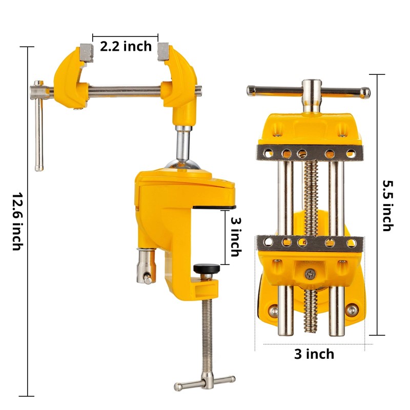 Dazefree Bench Vise, 360° Swiveling Articulating Vise, Clamp-On Vise for