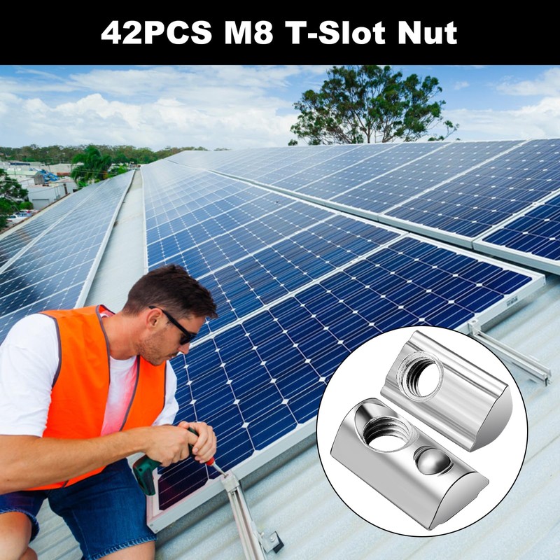 Amentalove Set of 42 T-Slot Nuts M8 with Centring Ball