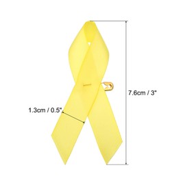 PATIKIL 50 Pieces Yellow Polyester Ribbon Satin Pins, Awareness Ribbon Satin with Safety Pins