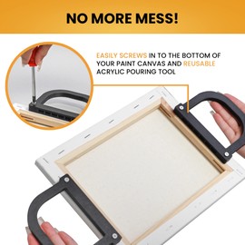 SplashNcolor 2-Pack Canvas Handles for Paint Pouring, Black Attachable Canvas Handles Frame Grip Holder for Easy Canvas Tilting, Mess Free Acrylic Paint Pouring Tools for Fluid Artists (Black)