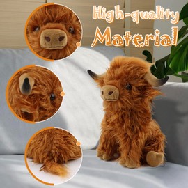 Sharplace Highland Cow, Stuffed Plush Toy Figure for Children, Cuddly, Long Hair